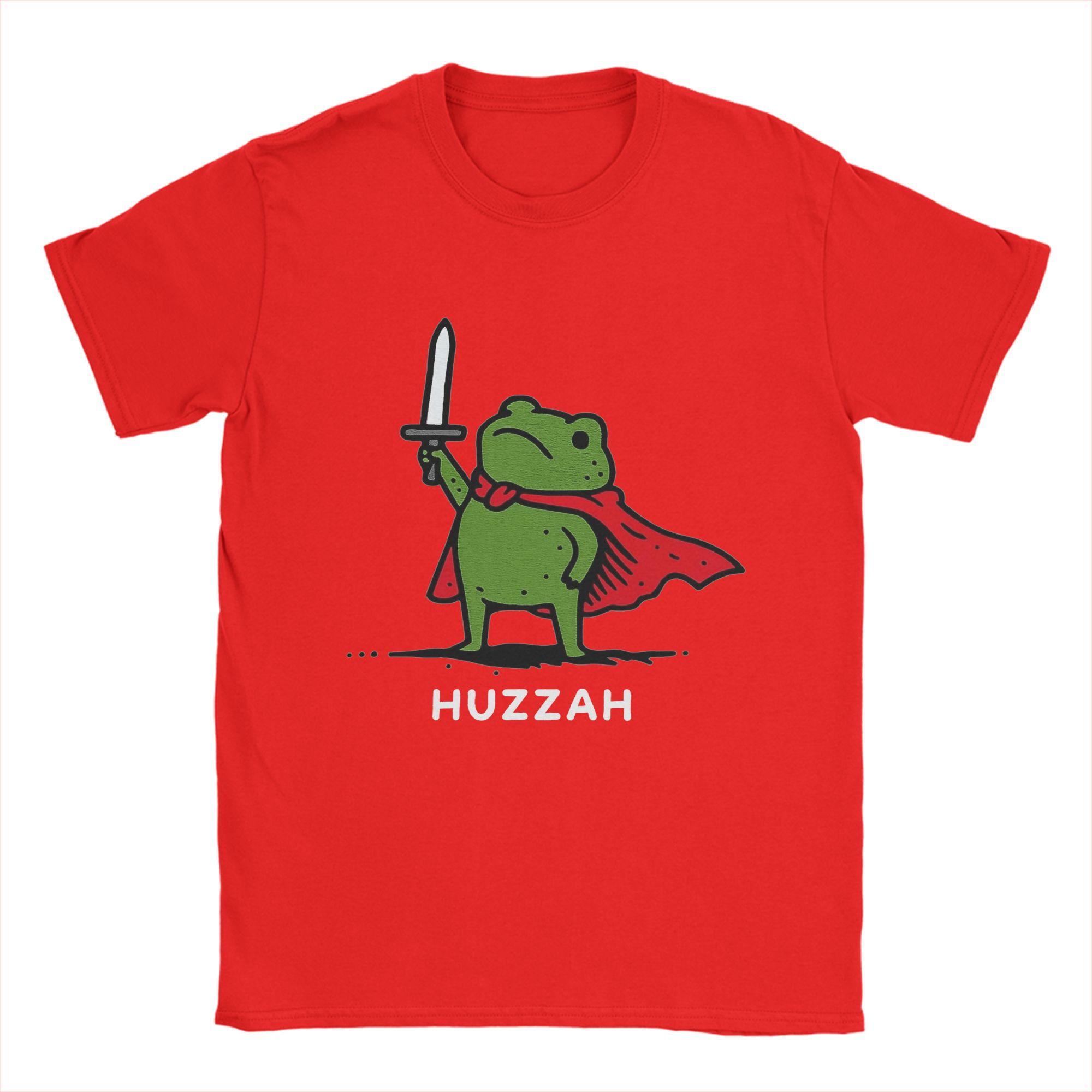 Huzzah Frog Knight Funny Sword Meme Quote Cotton T Shirt Unisex Summer Streetwear T Shirts ONeck Leisure Tee Shirt Oversized Tops S