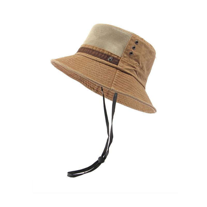 Summer Outdoor Breathable Mesh Fisherman Hat Unisex Flat Top Large Brim Sun Protection Sun Hat Mountaineering Hat