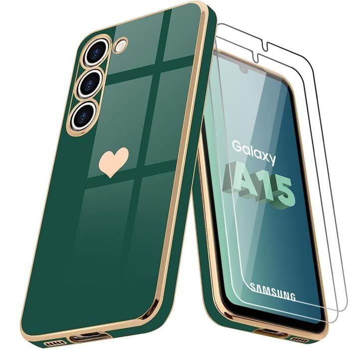 Coque - Samsung - Galaxy A15 4G-5G - Antichoc - Silicone Hybride - Vert Nuit