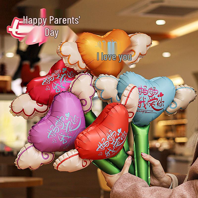 Heart-Shaped Floral Balloons for Mother's Day & Valentine's Day - Perfect for Kindergarten Ceremonies and Mall Gifts