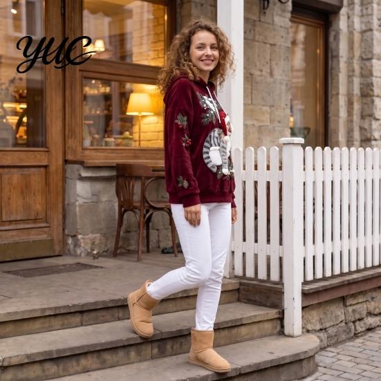 Winter Pullover Hoodie Damen Weihnachten Katze Aufdruck Hoodie, Übergroßes Langarm Sweatshirt, Tägliche Kleidung Sweatshirt Lässig Locker Kordelzug Kapuze