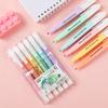 6Pcs/Kit Double Head Fluorescent Highlighter Pen Markers Pastel Drawing Pen for Student School Office Supplies Adorable Stationery