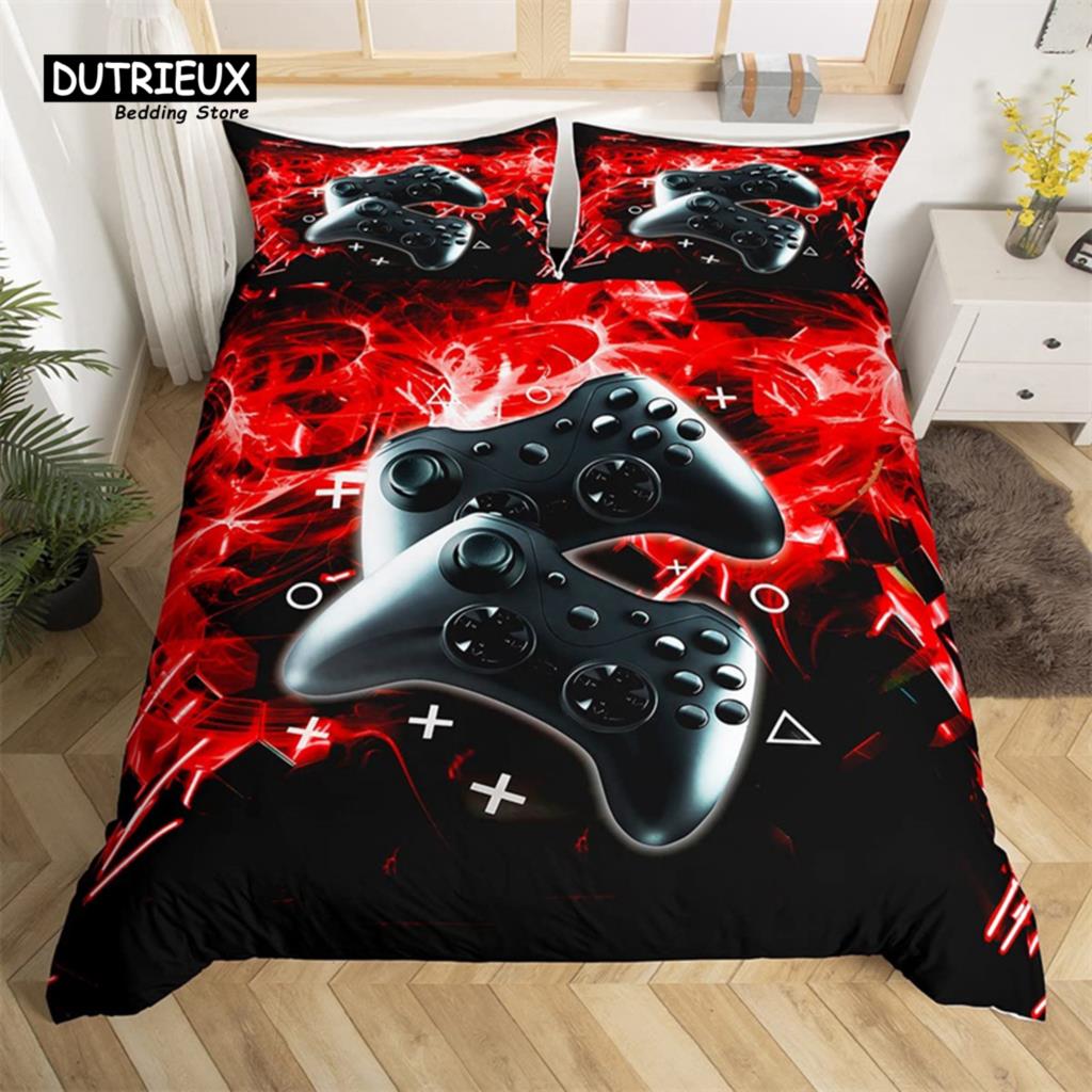

Video Game Controller King Size Comforter Cover Gamer Sleep Bedding Collection Twin Size Size For Boys Girls Teens Player Fine Microfiber Gaming EU single(135x200cm)