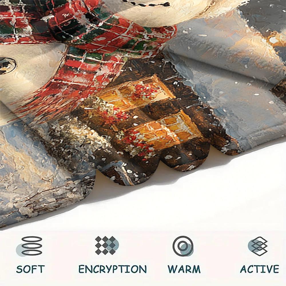 Snowman Print Flannel Blanket, High quality Comfortable for All Seasons, Home Decor, Warmth and Comfort, Perfect for Christmas Gifts