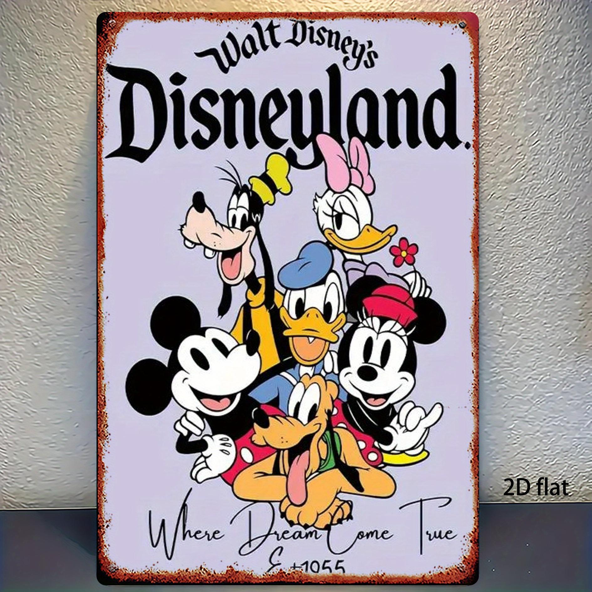 

2D Flat - [Vintage Charm] Retro Disneyland Metal Wall Art - 20.32cm x 30.48cm Durable Iron Decorative Plaque Featuring Mickey & 20x30cm（7.8x11.8inch）