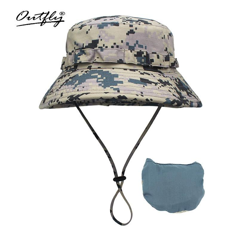 Męski Kapelusz Bucket Kamuflaż UPF50 Ochrona Przeciwsłoneczna Szerokie Rondo Składany Outdoor Turystyka Wędkowanie Kemping Duża Głowa