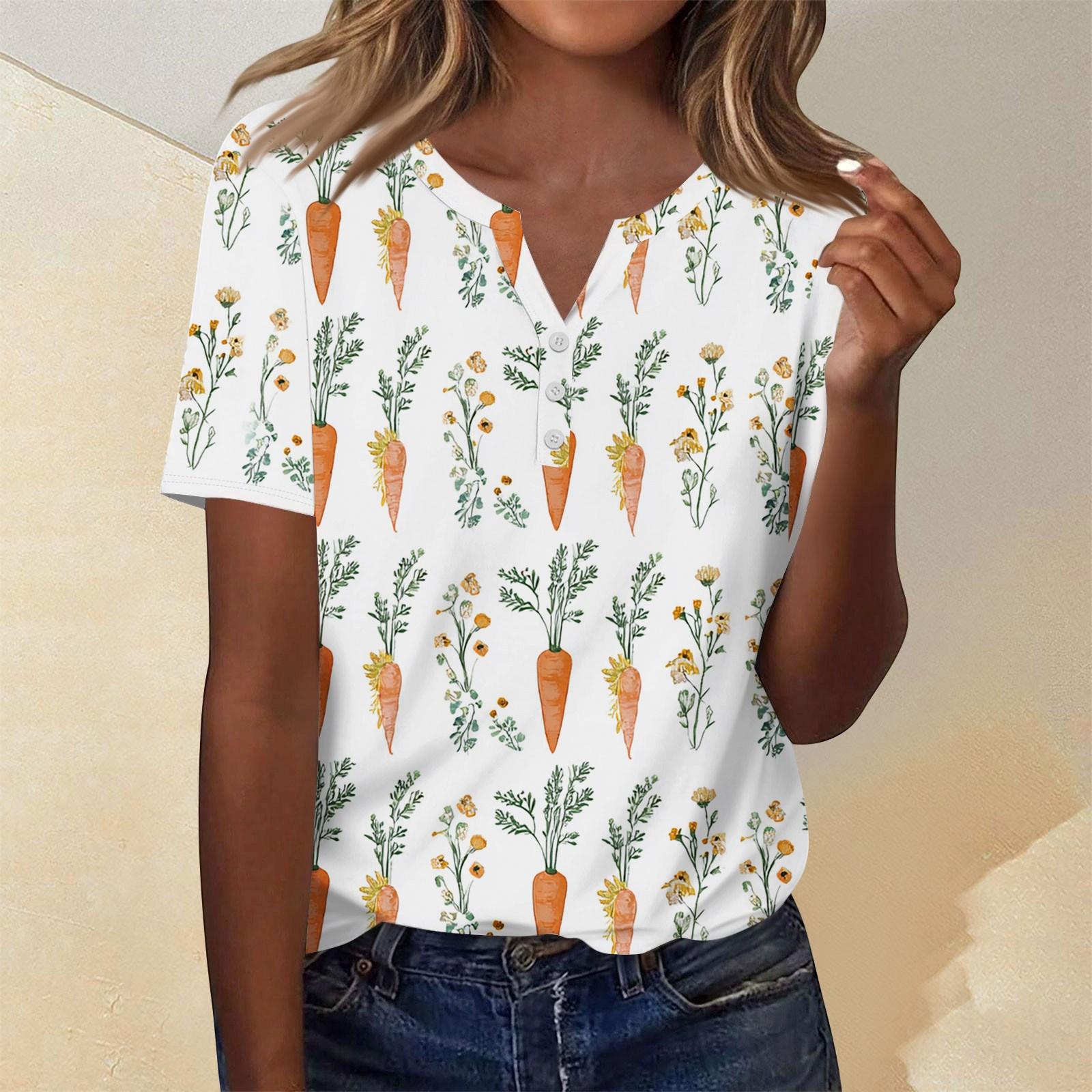 

Women s Fashion Casual Color V-Neck Decorative Button Three-Quarter Sleeve T-Shirt Top XL кавун червоний колір