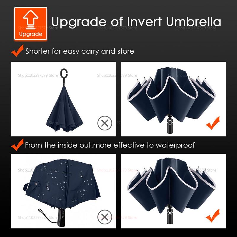 Automatic Windproof Compact Umbrella Lightweight Travel UV Protection Rain Collapsible Backpack Umbrella for Men Women Outdoor