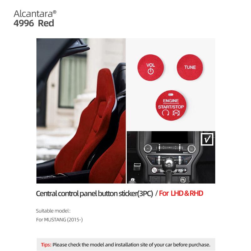 

For Ford Mustang GT 2015-2026 Made of Alcantara Center Console Volum Knob Trim Sticker Protector Car Interior Tuning Accessories