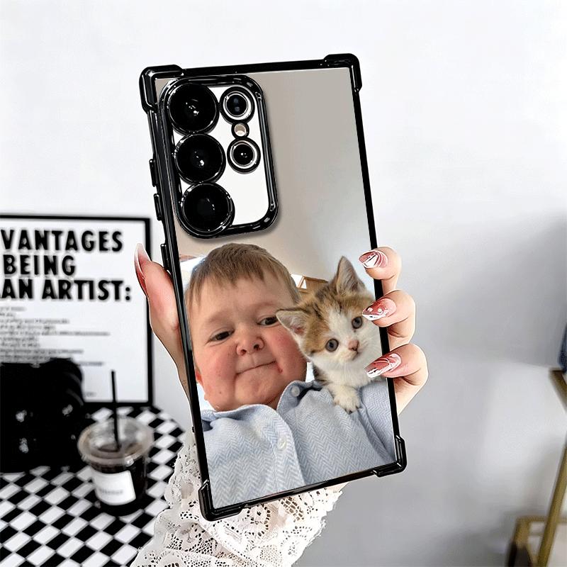 Funny Babaite Hasbulla Plating Phone Case For Samsung Galaxy S24 S25 FE S26 Edge S23 Ultra S22 S21 Plus S20 Anti-Fall Airabag Co