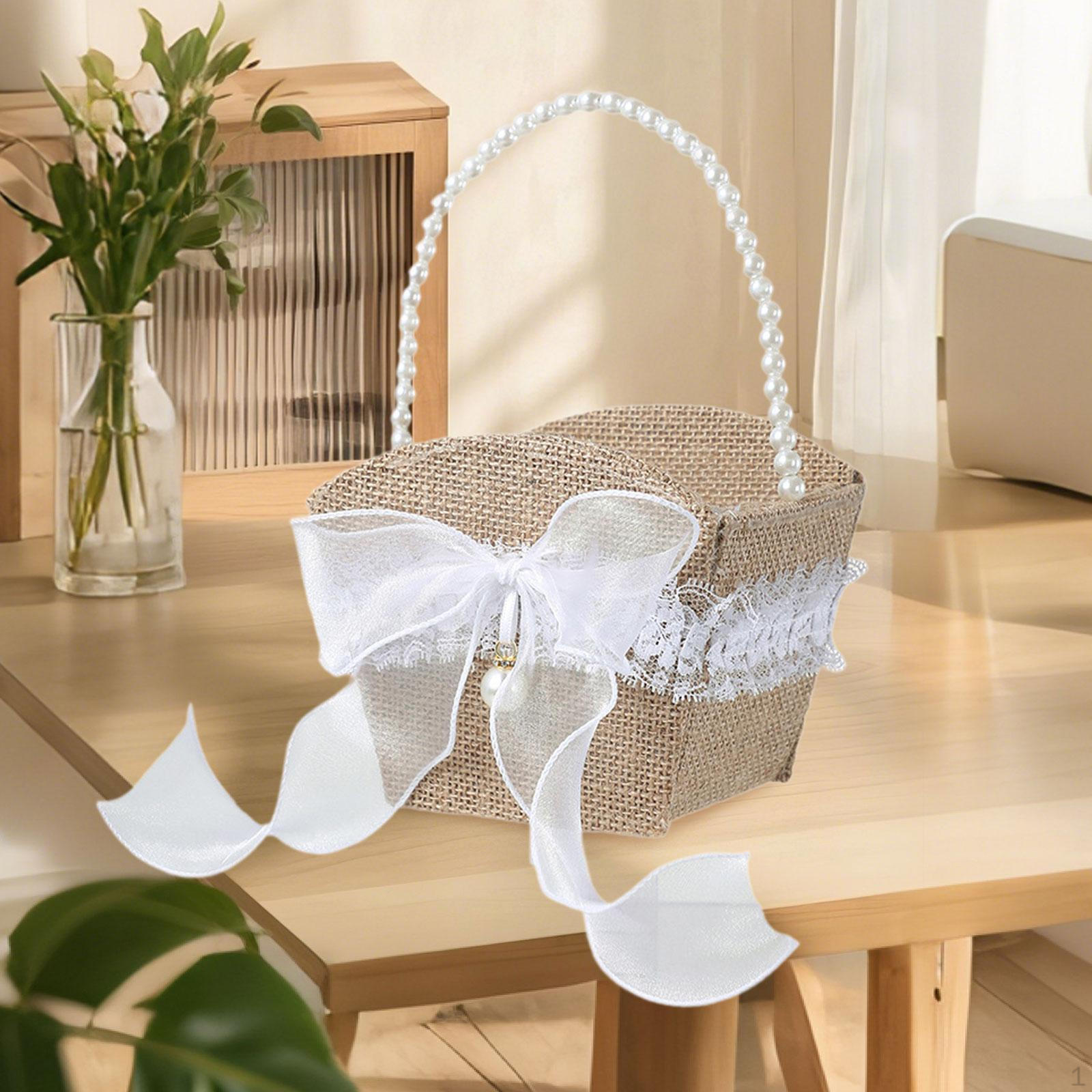 

Корзина для цветов из мешковины с бантом для вечеринок Портативный свадебный лепесток для C