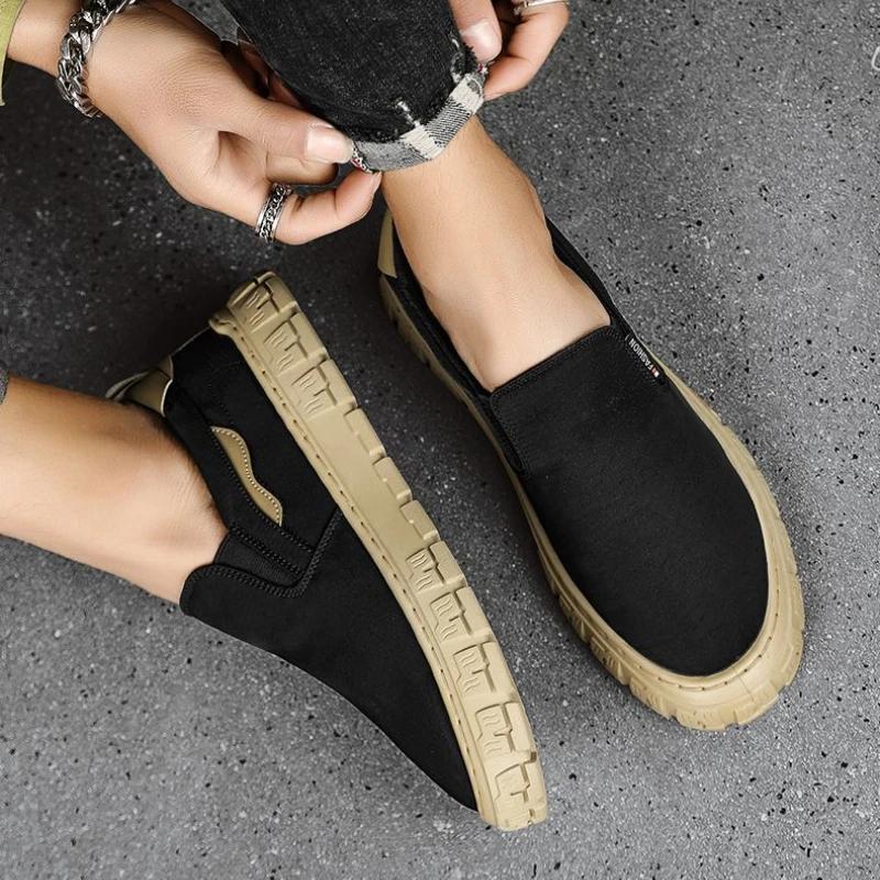 Pantofi sport pentru bărbați, pantofi de mers pe jos, cu talpă din PVC, respirabili, antiderapanți, la modă, gri, din pânză, pentru bărbați