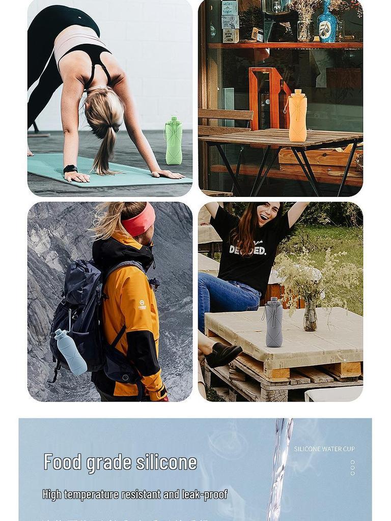 Thickened Silicone Collapsible Water Bottle for Outdoor Sports, Portable, Foldable, and Retractable Design
