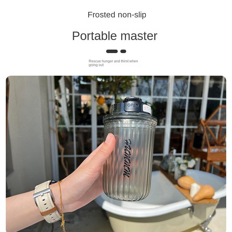 Creative Simple Frosted Coffee Color Cup with Straw Office Men's and Women's Tea Compartment Flower Tea Cup Student Home Dormitory Plastic Cup