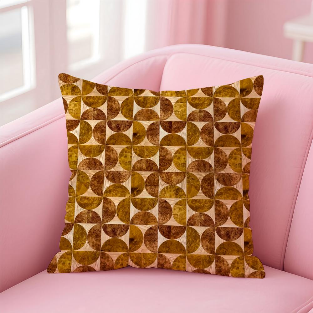 Classic Patterns Cushion Cover Pillowcase Short Plush Invisible Zipper Room Sofa Cushion Cover