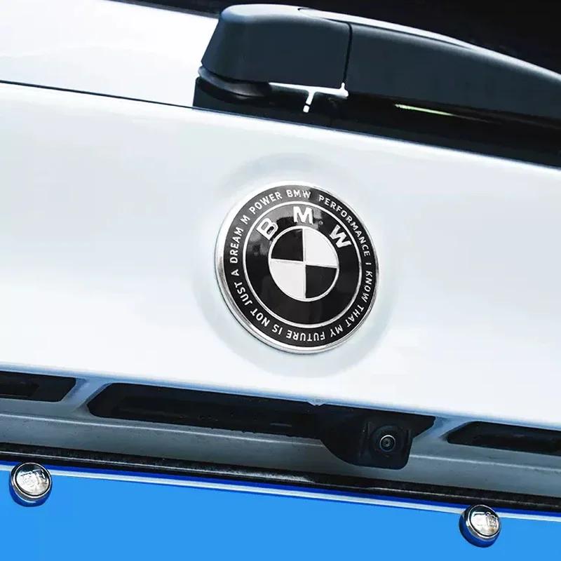 BABA1 1Pcs Front Bonnet Rear Tailgate Emblem 82MM 73MM Thunder Special Limited Edition Joint Black Model For BMW M E36 E46 E60 E90