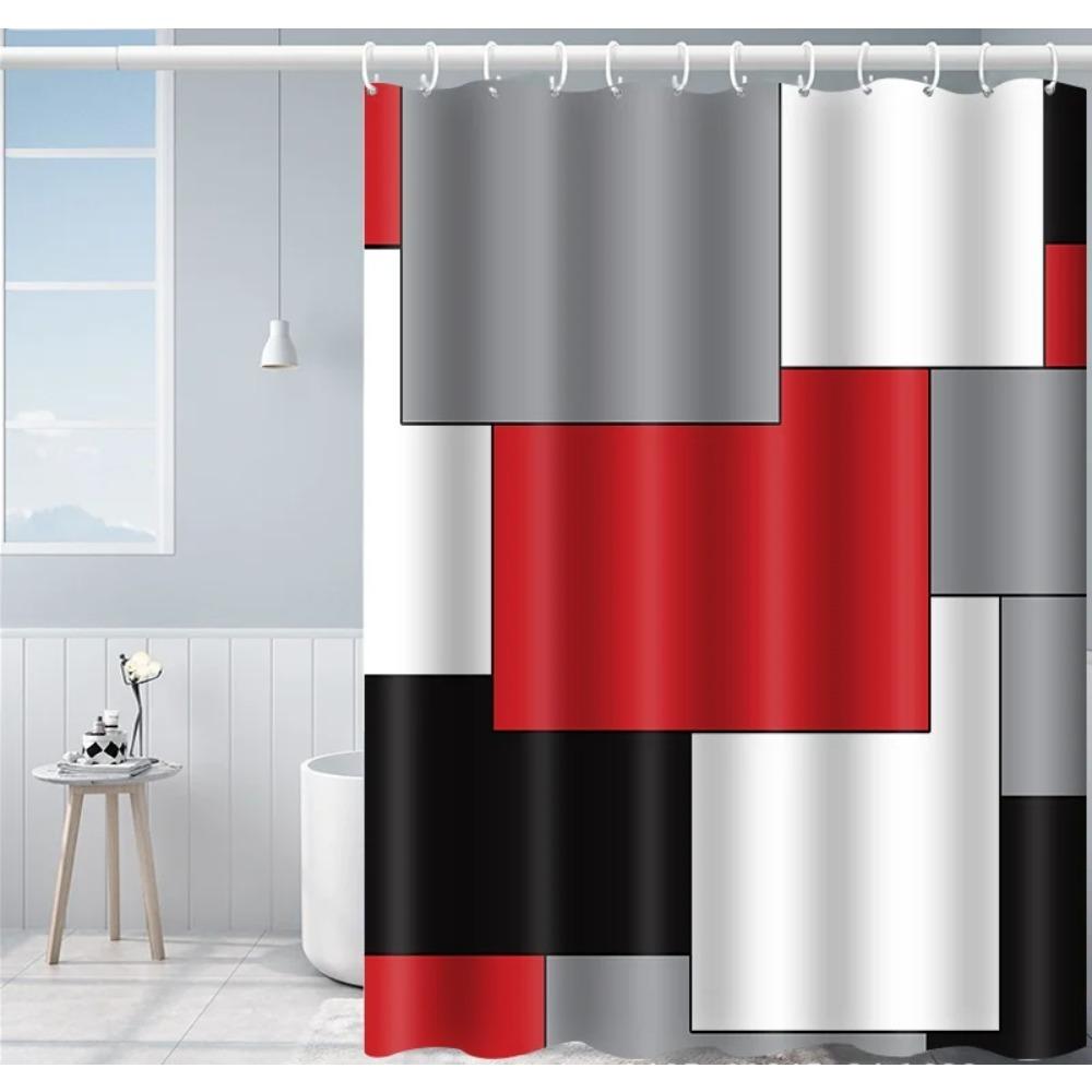 Spliced digital printed fabric shower curtains, thickened waterproof bathroom curtains and bathroom partition curtains