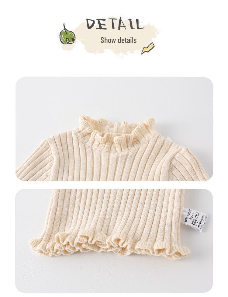 Girls' Cozy Knit Sweater - Stylish Baby Warm Layer, Pure Color Versatile Top for Autumn/Winter