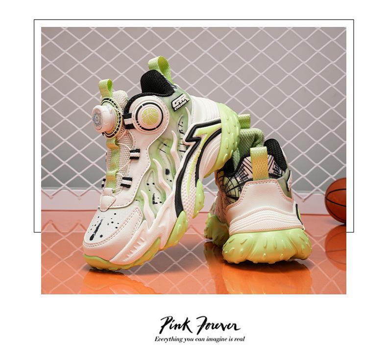 High-Top Basketballschuhe für Kinder - Herbst/Winter 2025 Leder, Drehverschluss, Abriebfeste Laufschuhe