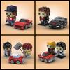 MOC Classic Movie Series Famous Character Square Head and Car Building Blocks Model Children's Puzzle Assembly Toy Birthday Gift
