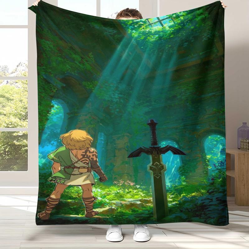 Retro Z-Zelda Cartoon Link Spiele Flanelldecke, Ultra Weiche Warme Plüschdecke für Zuhause Schlafzimmer Bett Sofa Abdeckung Camping Picknick Kind