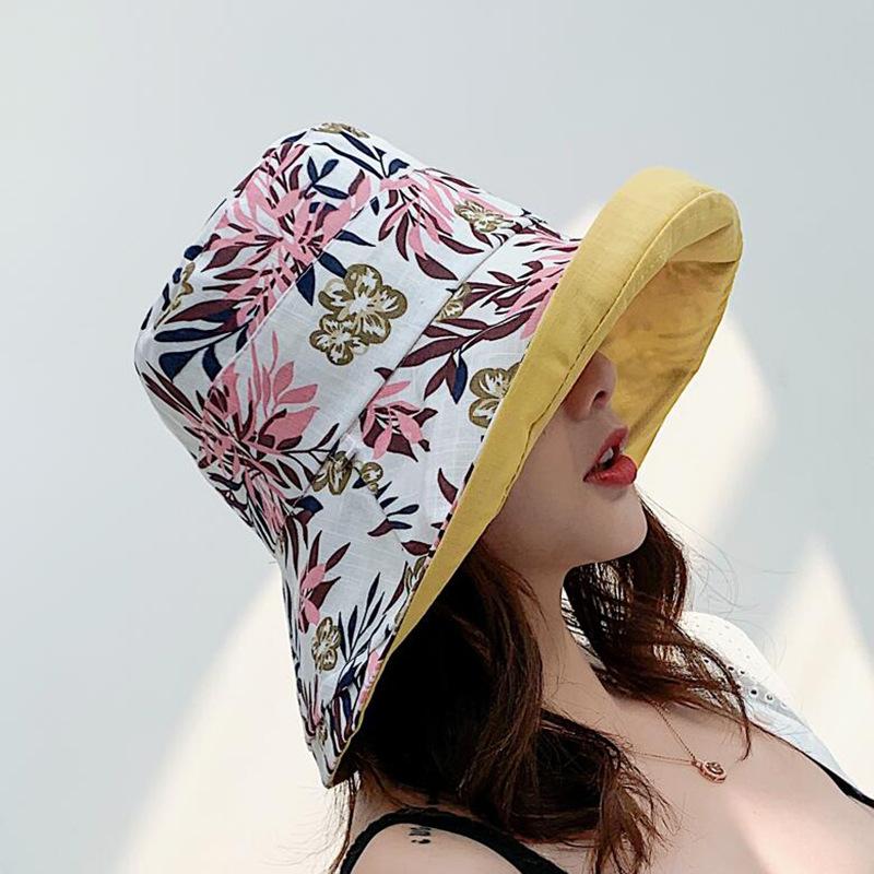 Double-Sided Floral Bucket Hat - Reversible Wide Brim Summer Sun Hat for Women Beach & Travel