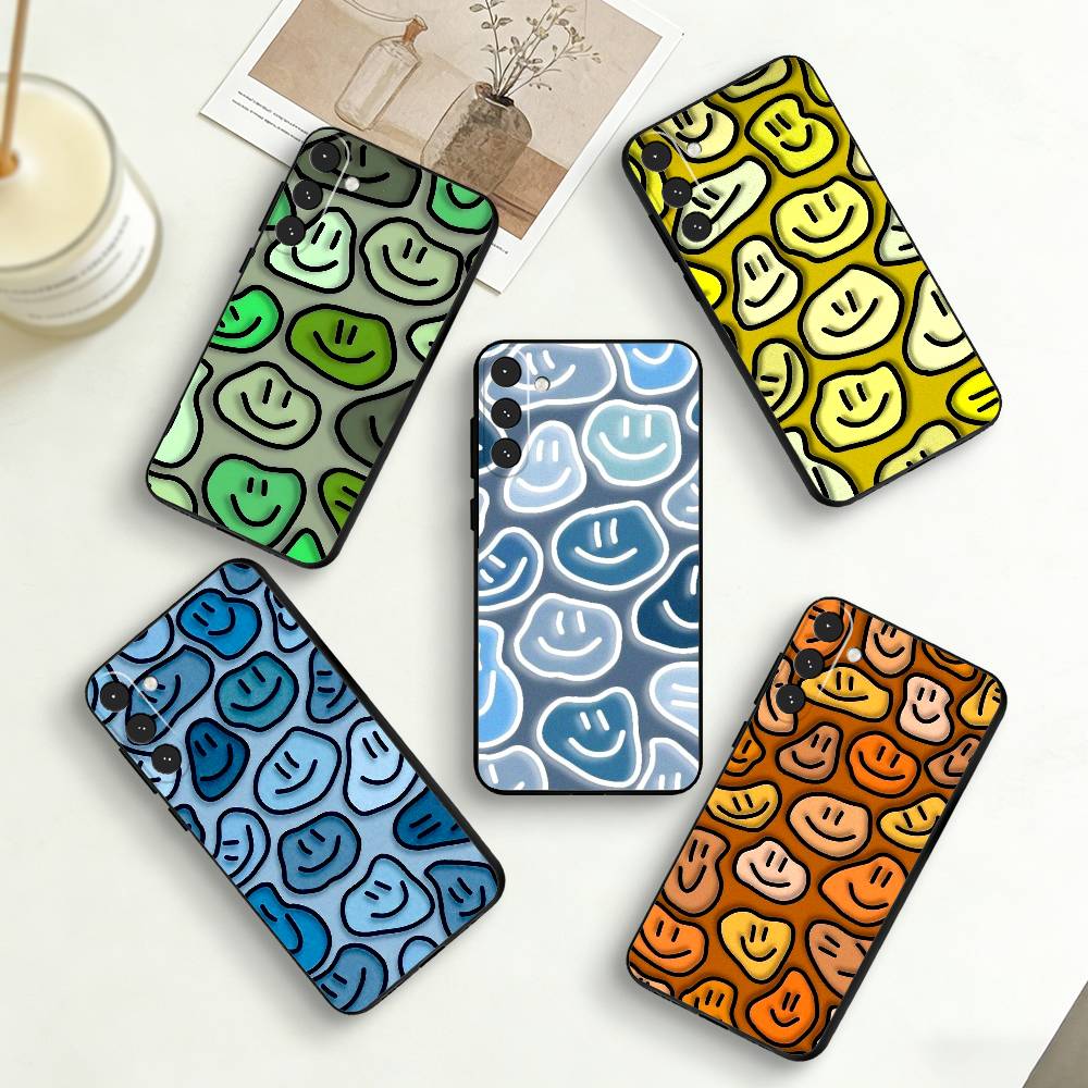 C-Cute Smile A-Art Handyhülle für Samsung Galaxy A73, A72, A71, A70, A53, A52, A51, Andere Weiche Schwarze Hülle