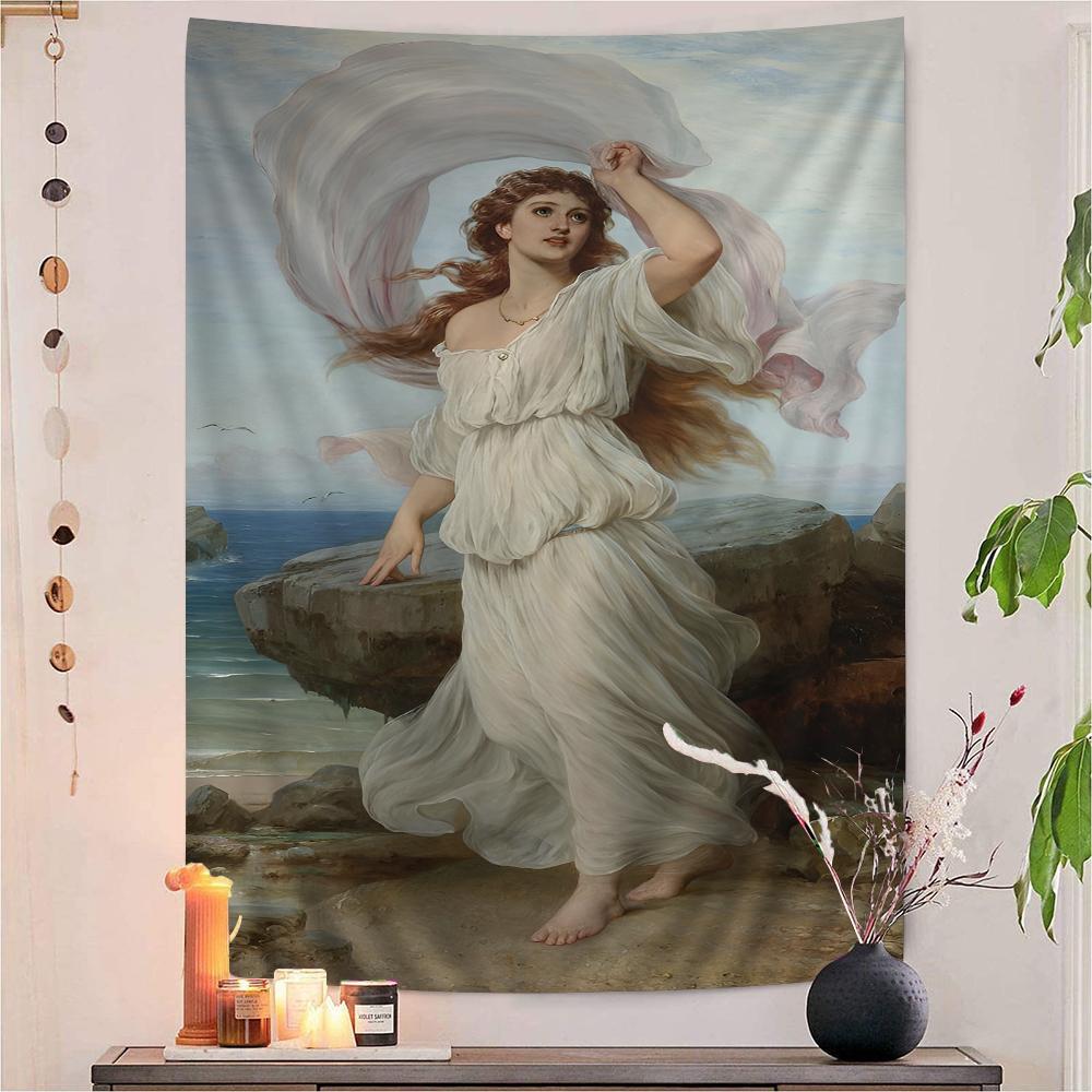 John William Waterhouse Anime Tapestry Hippie Flower Wall Carpets Dorm Decor Cheap Hippie Wall Hanging