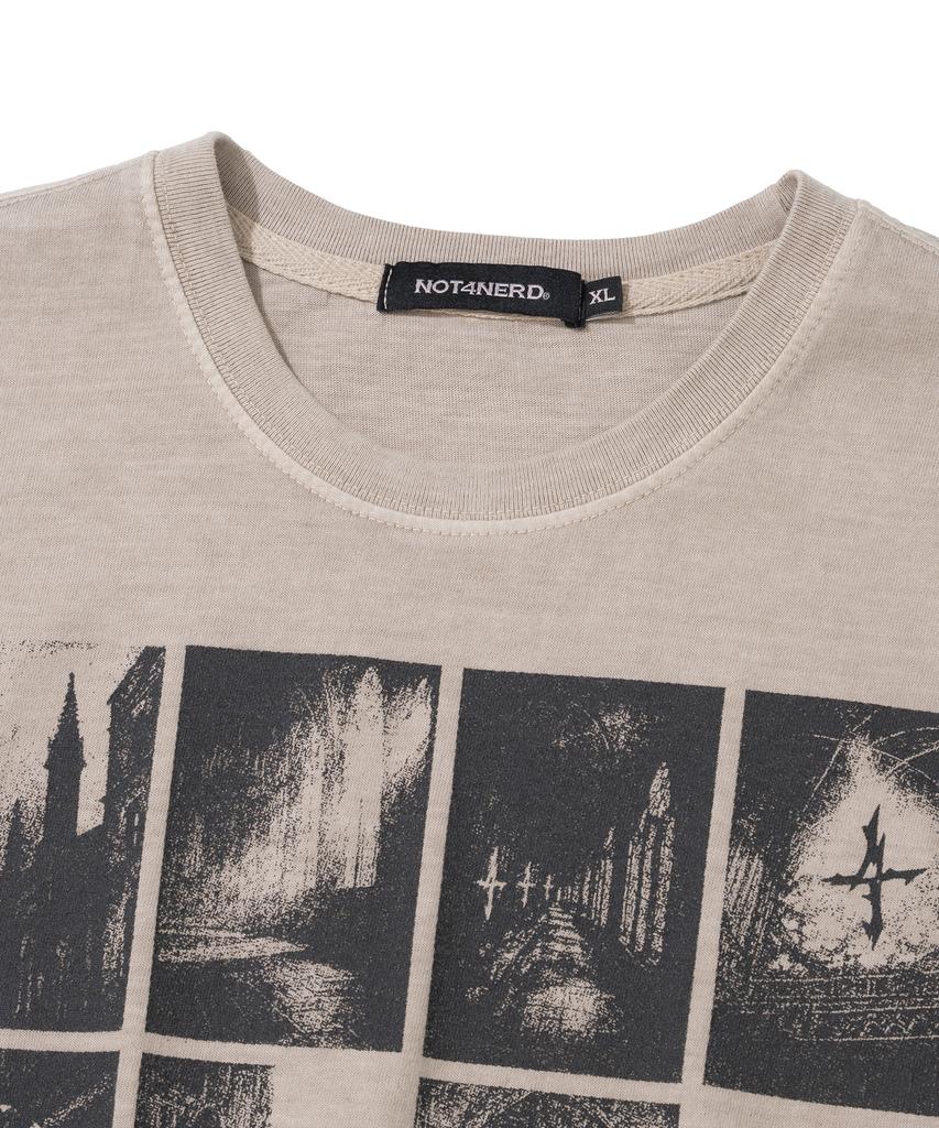 NOT4NERD Cathedral Afterimage Pigment Regular Fit T-Shirts - Beige
