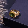 Elegant And Sparkling Necklace Bracelet Ring And Earrings Set In Retro Olive Green Zirconia  Gold-Plated Jewelry Set