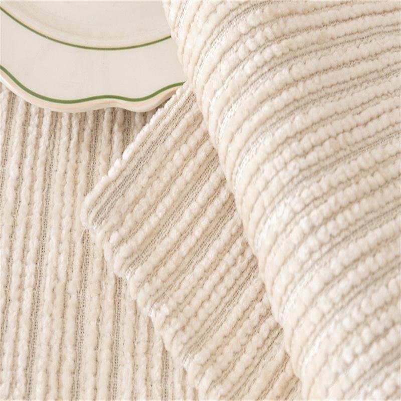 1PC Classic Striped Plush Sofa Cover for Living Room Winter Warm Sofa Mat Solid Color Anti-slip Couch Cushion for Home Decor