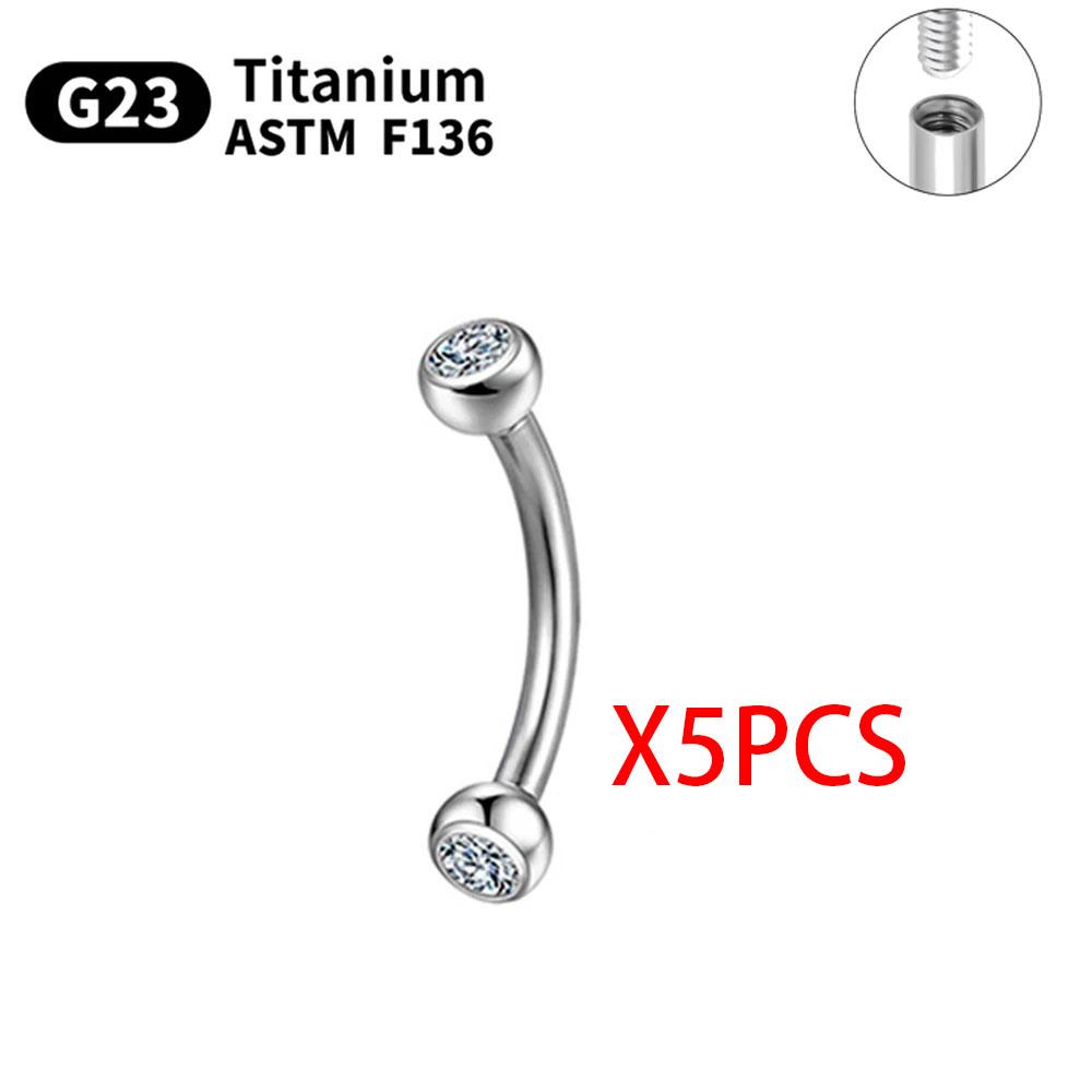 1/5/10pcs G23 Titanium Piercings Labret Stud Lip Nose Piercing Kit Eyebrow C Rod Body Jewelry ASTM-F136 Cartilage Earring