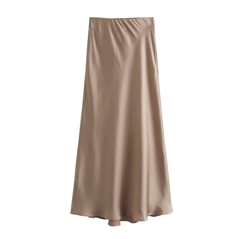 Spring New Arrival Fashion Style A- Line High Waist Mid-Length Skirt Silk Satin Texture Midi Skirt Skirt 8338537