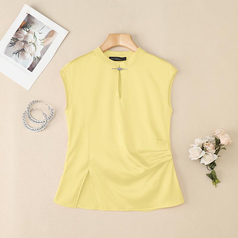 

ZANZEA Женские повседневные летние майки без рукавов с круглым вырезом 5XL жёлтый