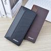 Men's Vertical Leather Wallet with Patchwork Design and Multiple Card Slots
