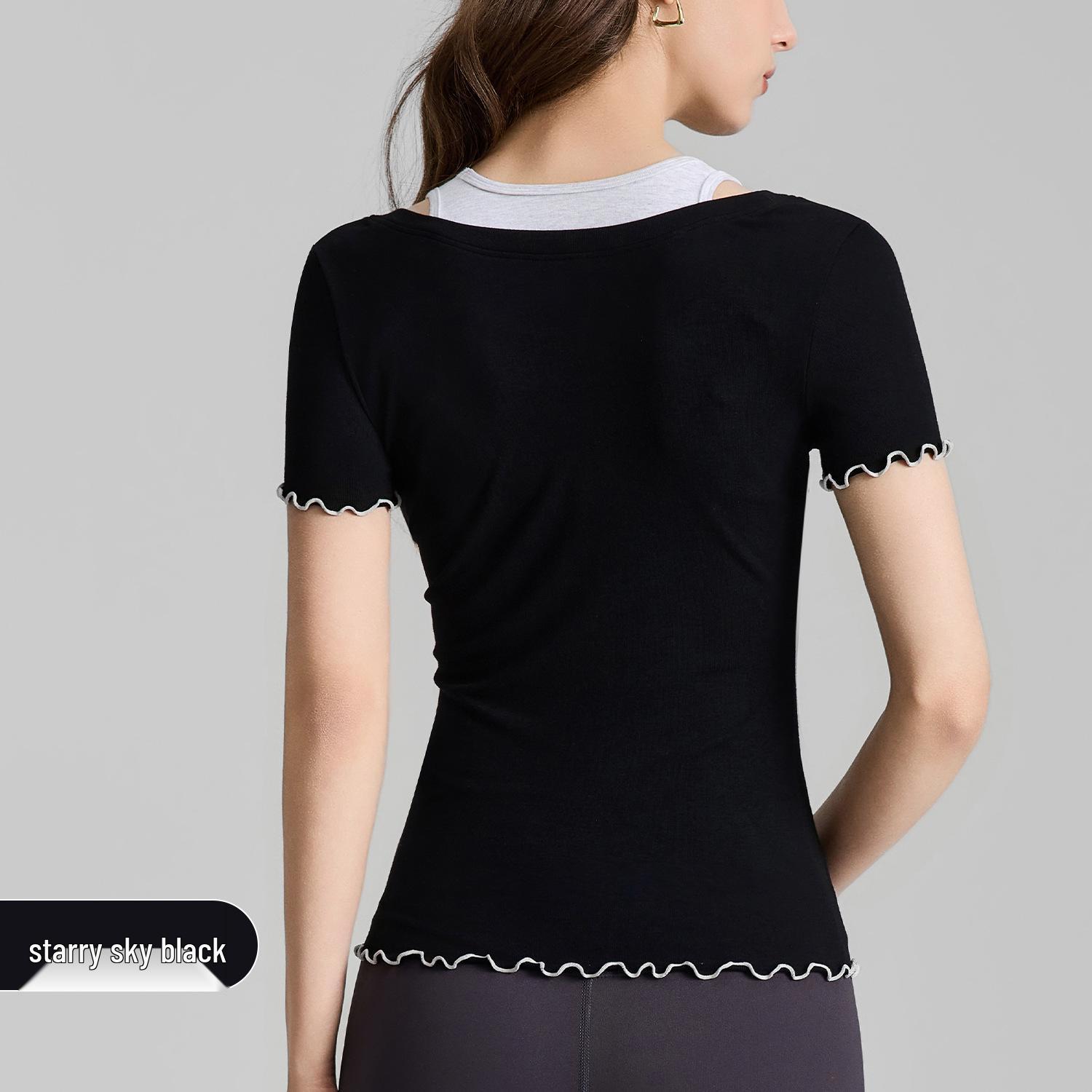 

New Women s Color Block Yoga Top: Nude-Feel, Short Sleeve, Tight Fit, Perfect for Spring/Summer Workouts S