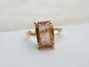 Peach Morganite Quartz 925 Sterling Silver Yellow Gold Overlay Ring Jewelry