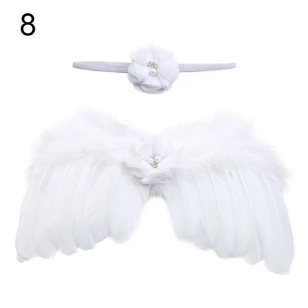 Newborn Photography Props White Angel Wing Baby Photos Props Feather Wing Girls Hair Kids Baby Photography Hair Accessories
