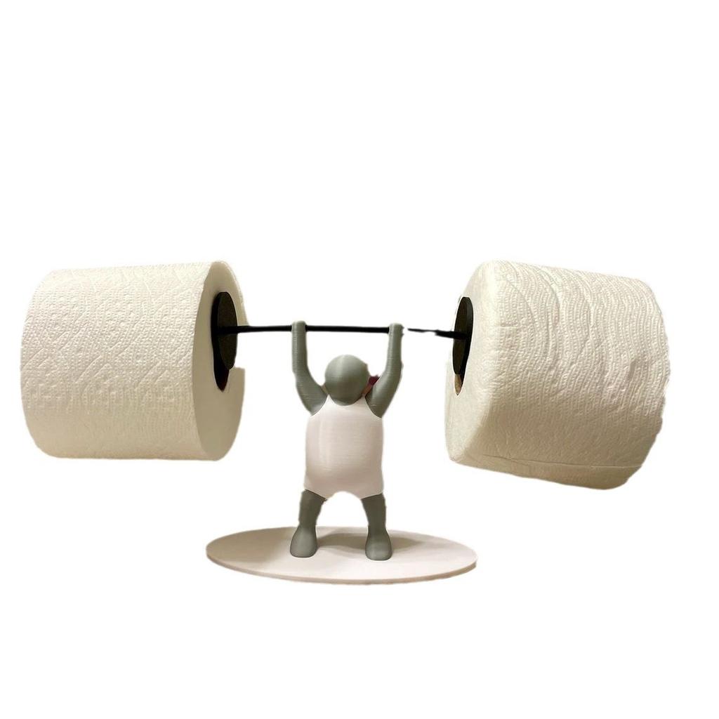 Creative Weightlifting Figurine Bathroom Tissue Toilet Paper Holder 3D Printing Weightlifting Stand Tissue Rack New Home Decor