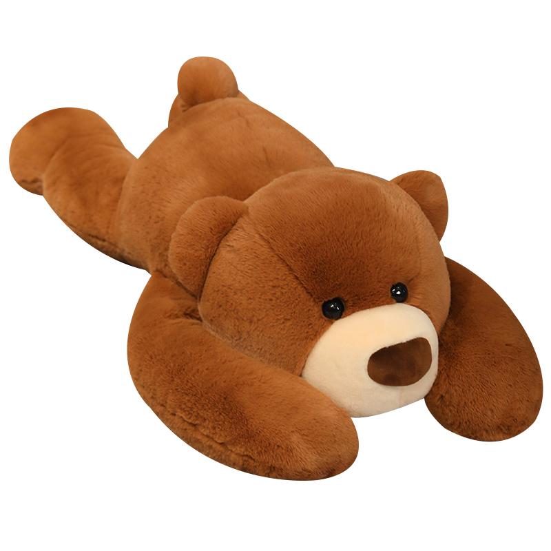50cm-120cm Lying Bear Plush Toys Soft Sleep Pillow Cartoon Animal Bear Stuffed Doll Classic Birthday Gifts