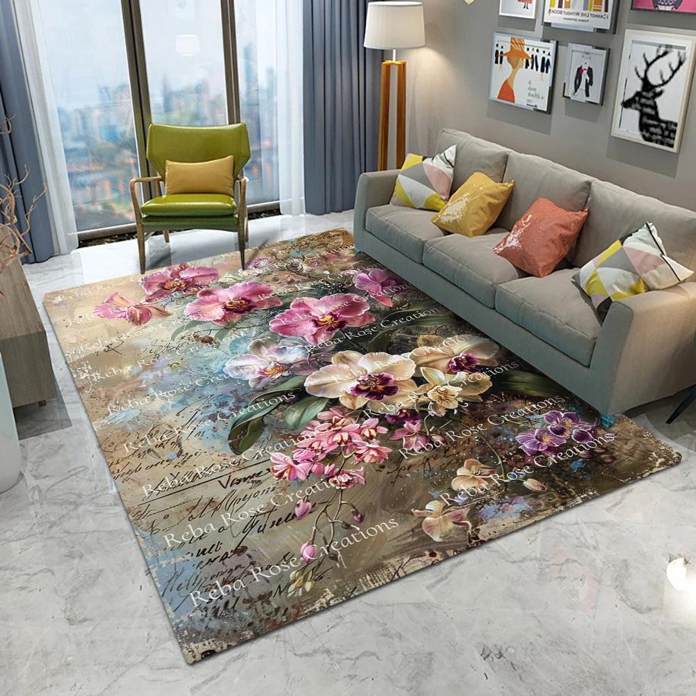 Garden Flower Art 3D Printed  Area Rug for Living Room Bedroom Home Decor Aesthetic Carpet Washable Floor Mat