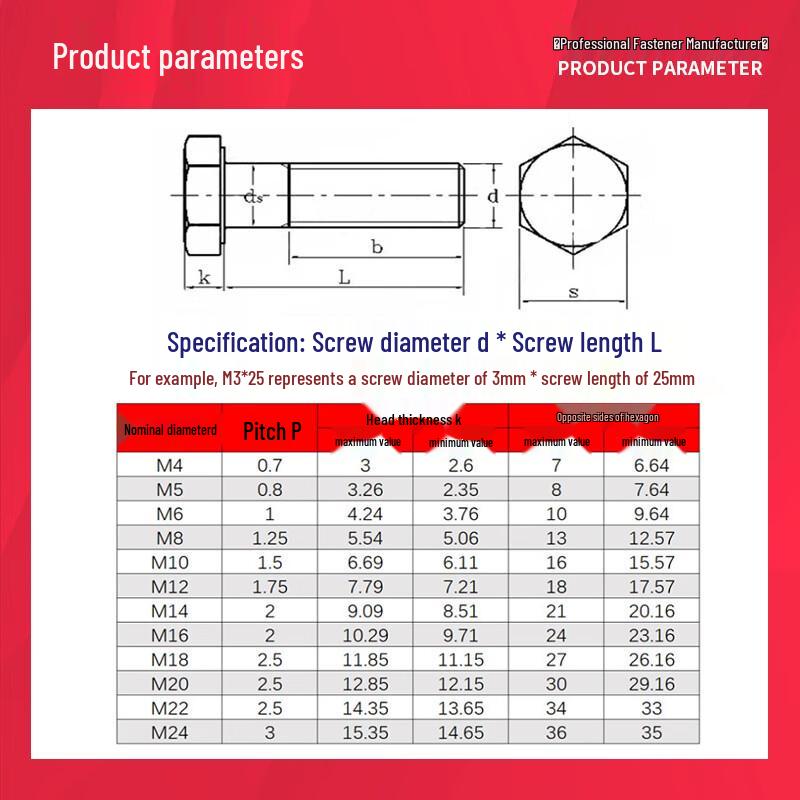 KaiYing 12.9 Grade High-Strength Black Full-Thread Hex Bolts