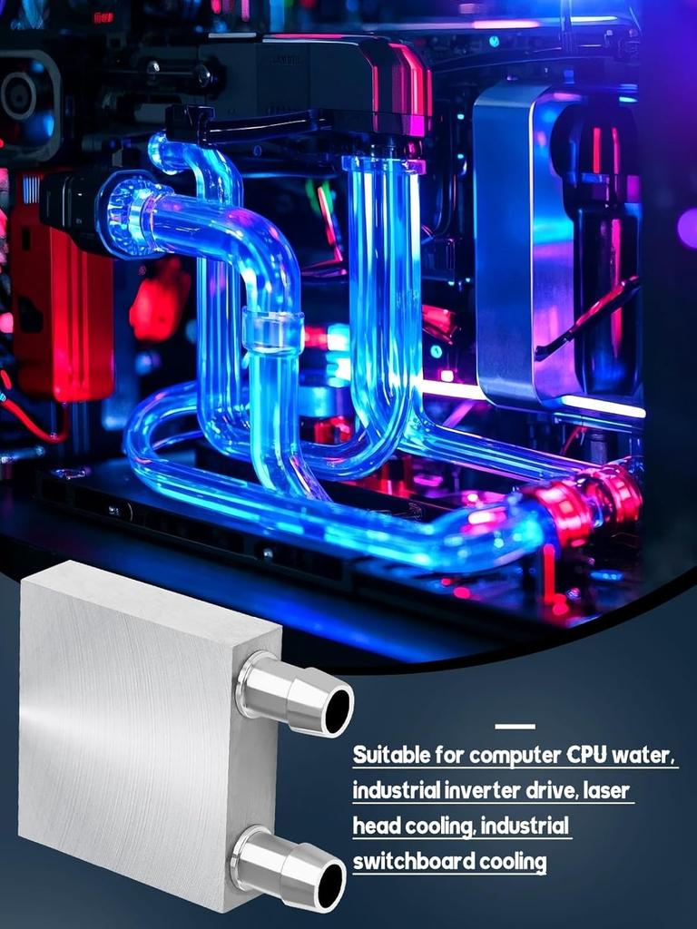 40x40mm Aluminium Wasserkühlung EBANKU Silber Wärmeabsorptionsplatte für Flüssigwasser CPU Kühlsystem Kühltauscher für Grafikkarte und Radiator