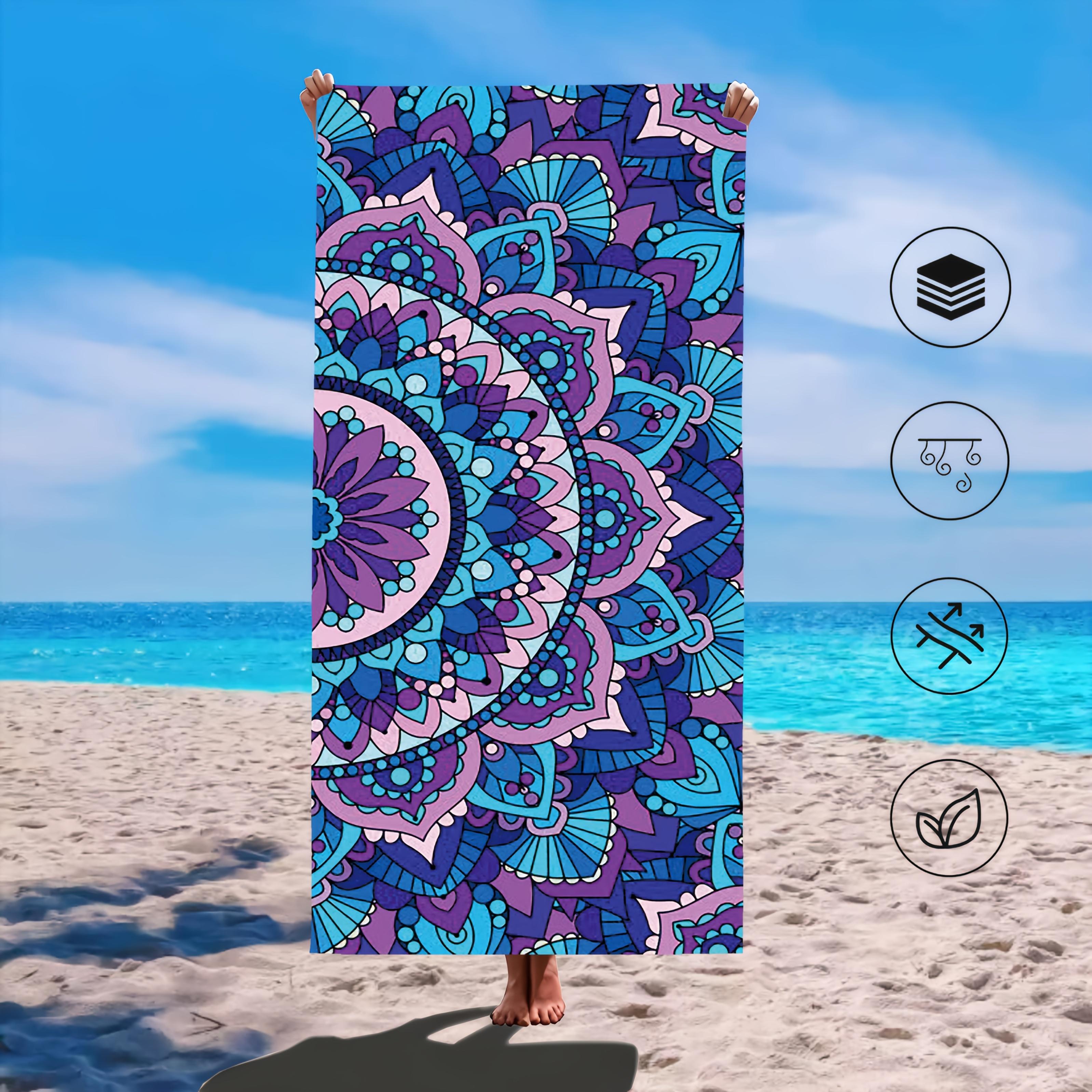 Microfiber Beach Towel Mandala Swimming Bath Towel Thin Absorbent Oversized Towel for Beach Swimming Camping Yoga Bath Sports W40*H60(CM)
