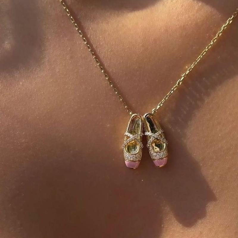 Multipurpose Ballet Theme Jewelry Sturdy Alloy Necklace With Elegant Crystals Ideal Gifts for Teen Girls Outfits