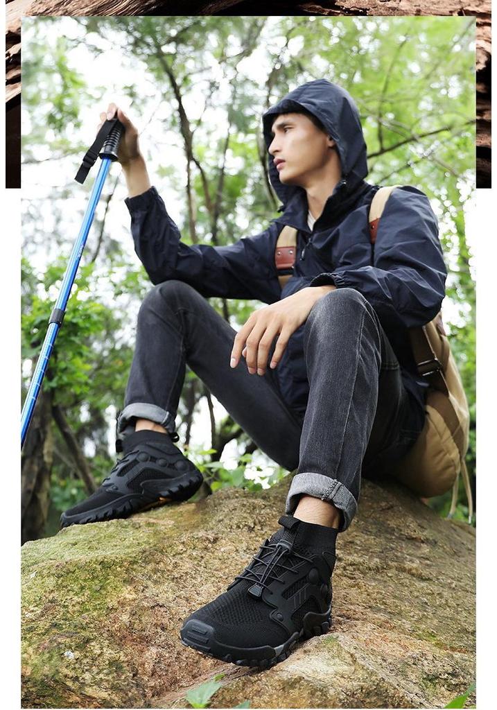Cross-border Flyknit Unisex Hiking Shoes - Mid/High-top, Large Size, Creek Wading, Summer Outdoor Shoes