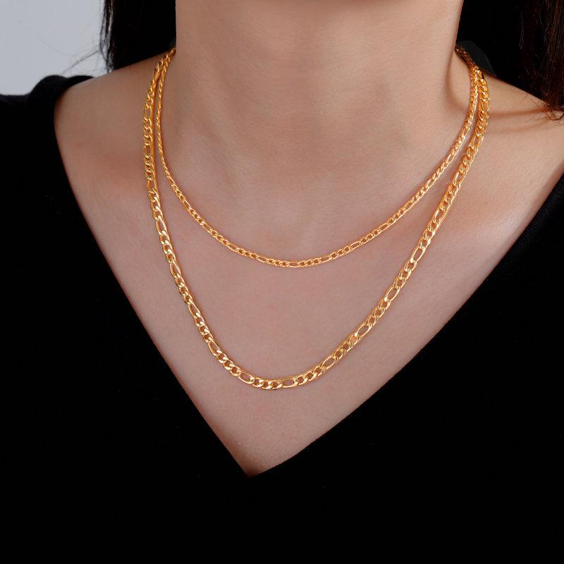 Pánský řetízek Figaro z nerezové oceli - Silný zlatý hip-hopový styl