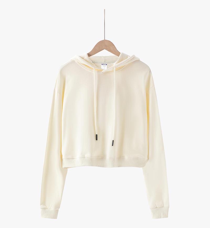 Women's American Style Short Round Neck Hoodie - Autumn/Winter Casual Loose Long Sleeve Slimming Top