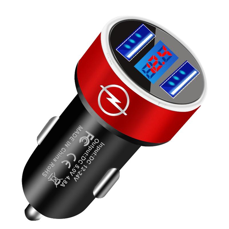 Car Charger 2 USB Ports Fast Charging Digital Display Car Accessories For Opel Astra H G Corsa Insignia Astra Antara Meriva Zafira Interior