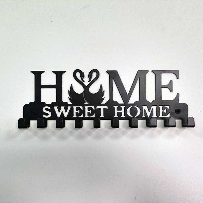 HOME Metall Wandhaken mit Buchstaben - Kreativer Eisenkunst Schlüssel- und Handtuchhalter